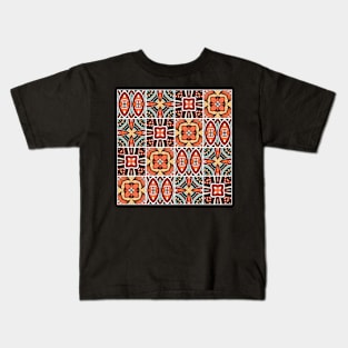 Ornate Check Pattern with Different Ornament Kids T-Shirt